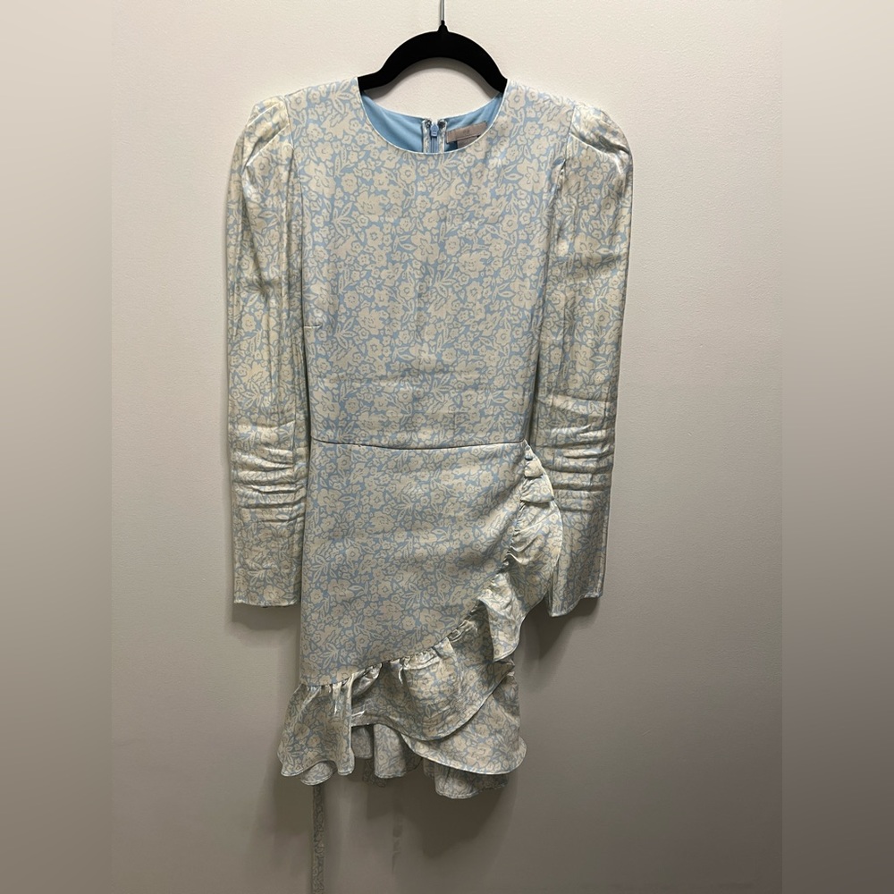 HM Satin Blue White Dress